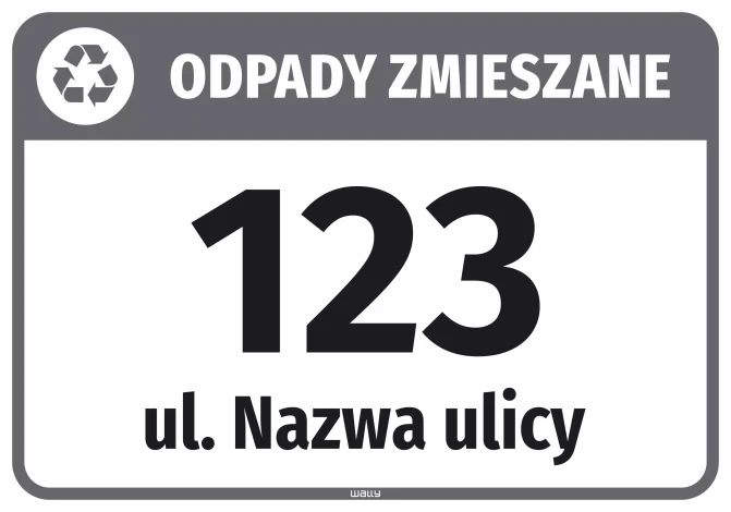 Sticker for Bin – Mixed waste, with Street Name and House Number
