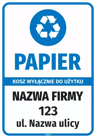 Sticker for Bin – Paper for Exclusive Use, Company Name and Address