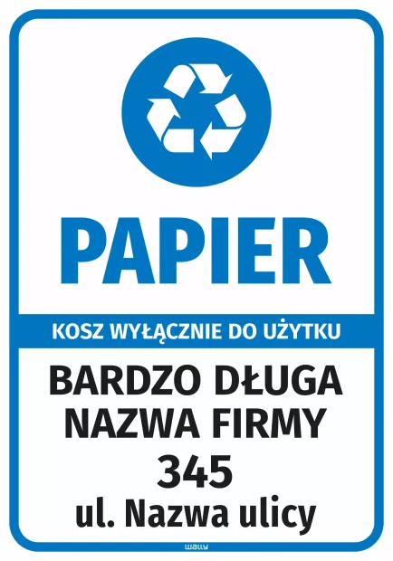 Sticker for Bin – Paper for Exclusive Use, Company Name and Address
