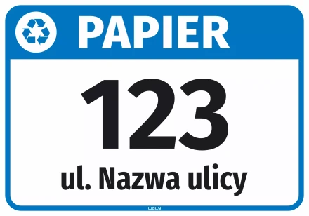 Sticker for Bin – Paper, with Street Name and House Number