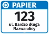 Sticker for Bin – Paper, with Street Name and House Number