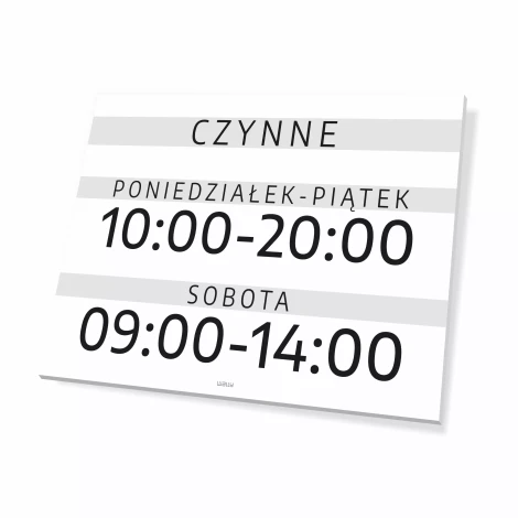 Sign: Open – with Hours and Days