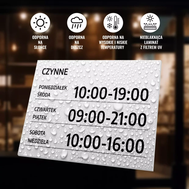 Sign: Open – Hours and Days
