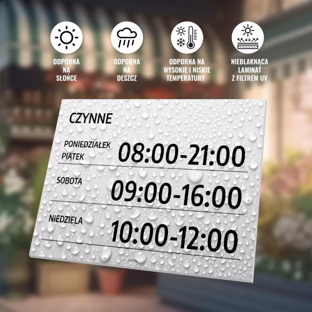 Sign: Open – Hours and Days
