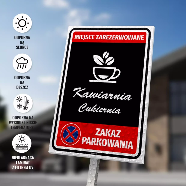 Sign: Reserved parking space, with designation and number.
