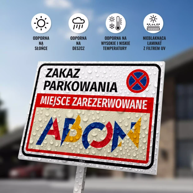 Sign: No Parking with Company, Business or Institution Logo