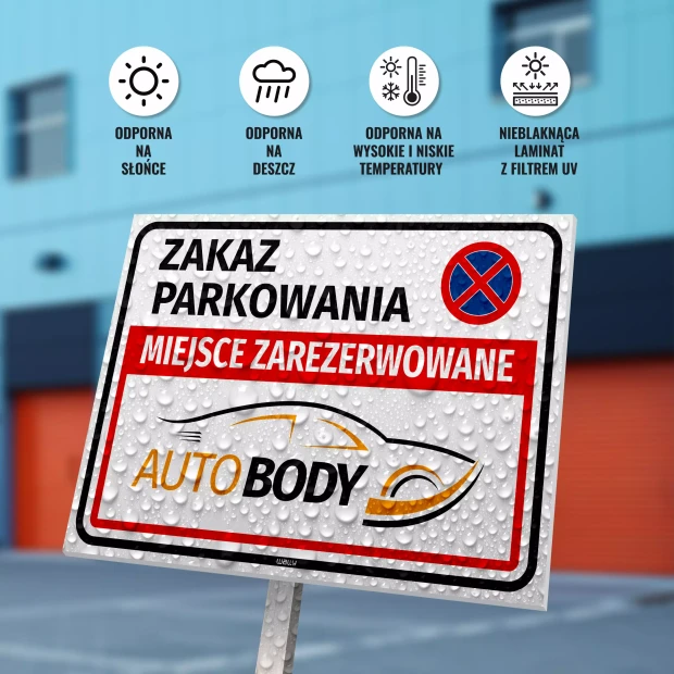 Sign: No Parking with Company, Business or Institution Logo