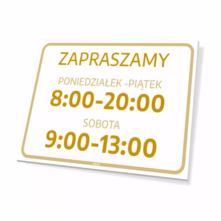 Sign: Welcome – Opening Days and Hours