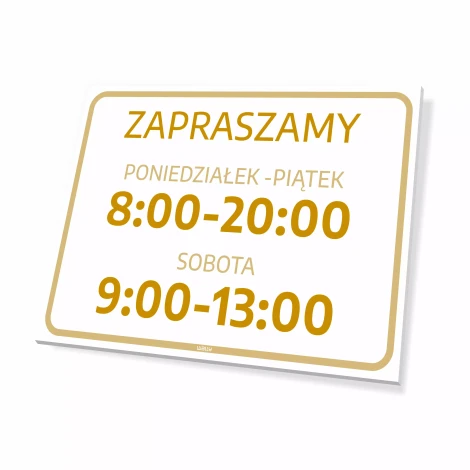 Sign: Welcome – Opening Days and Hours