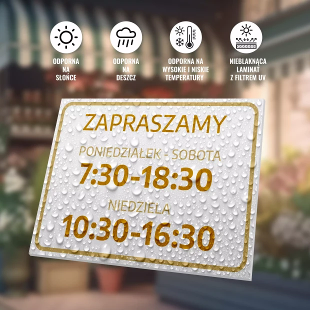 Sign: Welcome – Opening Days and Hours