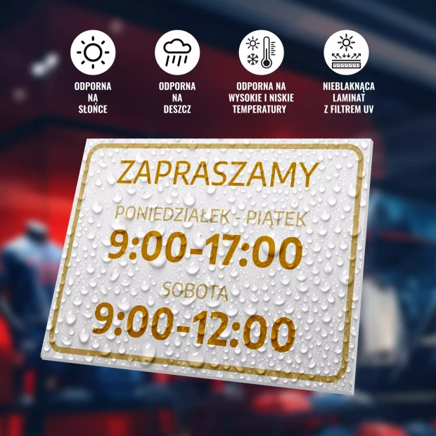 Sign: Welcome – Opening Days and Hours