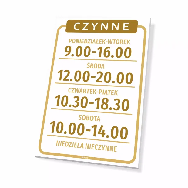 Sign: Open – with Hours