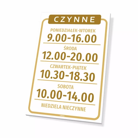 Sign: Open – with Hours