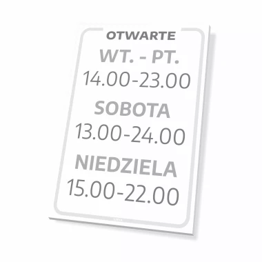 Sign: Open – with Hours