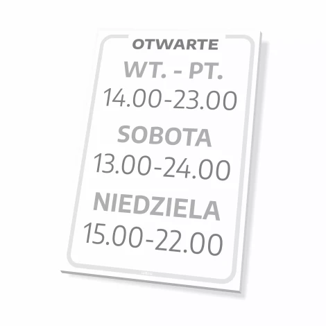 Sign: Open – with Hours