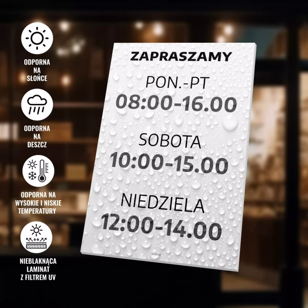 Sign: Welcome – Opening Hours