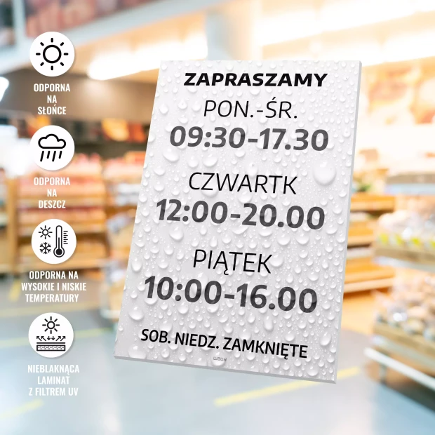 Sign: Welcome – Opening Hours