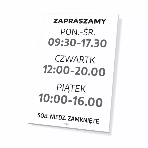 Sign: Welcome – Opening Hours