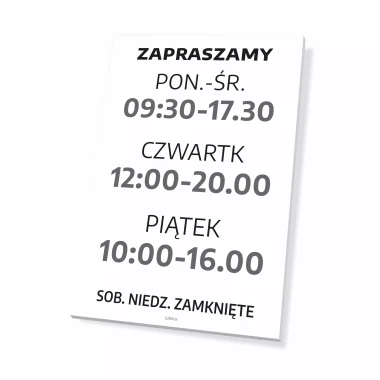 Sign: Welcome – Opening Hours