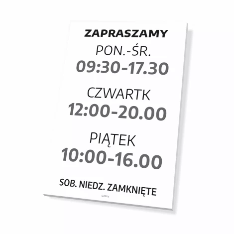 Sign: Welcome – Opening Hours