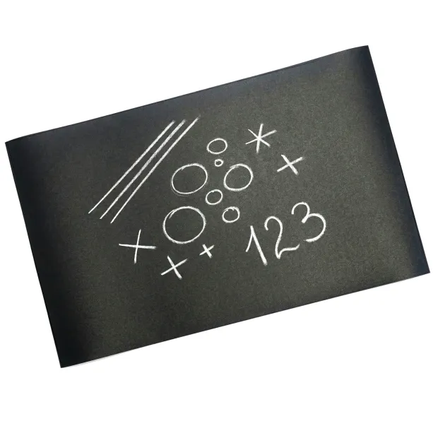 Chalkboard film - black - Graphic design with cloud shapes and chalk-colored text.