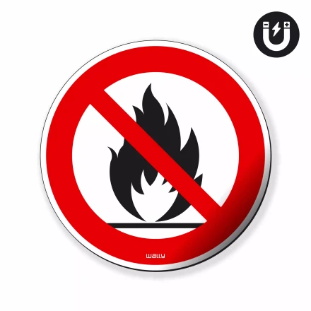 Magnet: Flammable Materials – No Open Flames, Prohibition Symbol