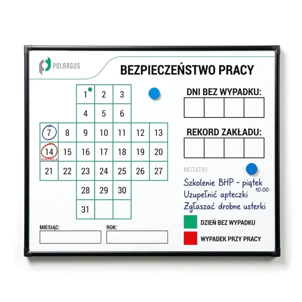 Magnetic whiteboard in an aluminum frame with custom print - Graphic design. The image shows