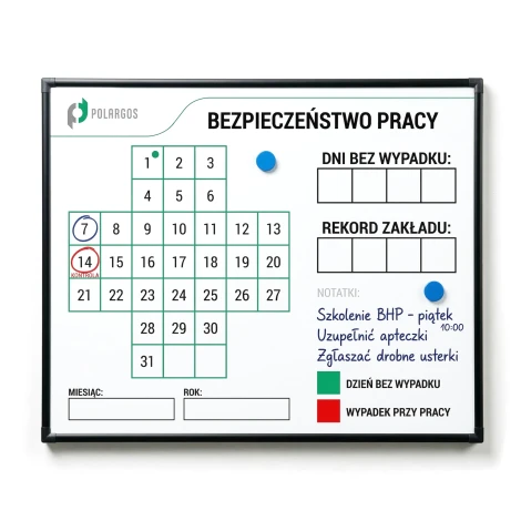 Magnetic whiteboard in an aluminum frame with custom print - Graphic design. The image shows