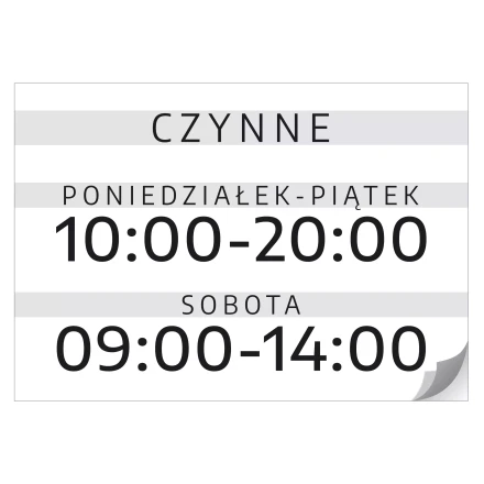 Door Sticker – Open (Hours & Days)