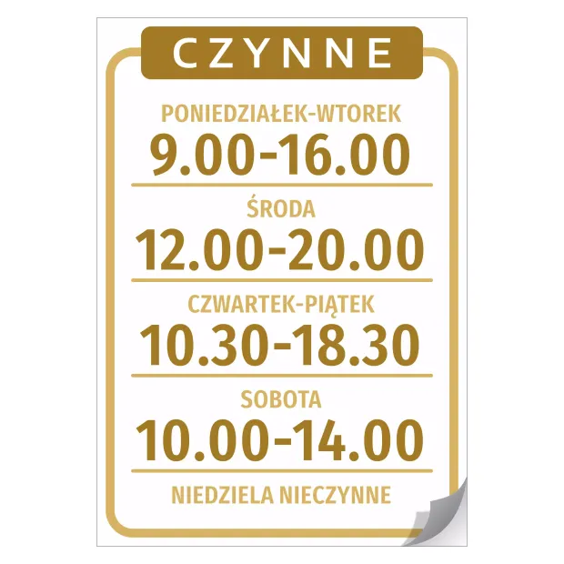Door Sticker – Open, Hours & Days