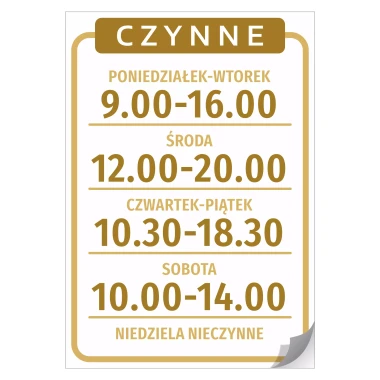 Door Sticker – Open, Hours & Days