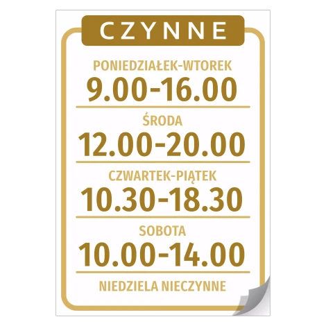 Door Sticker – Open, Hours & Days