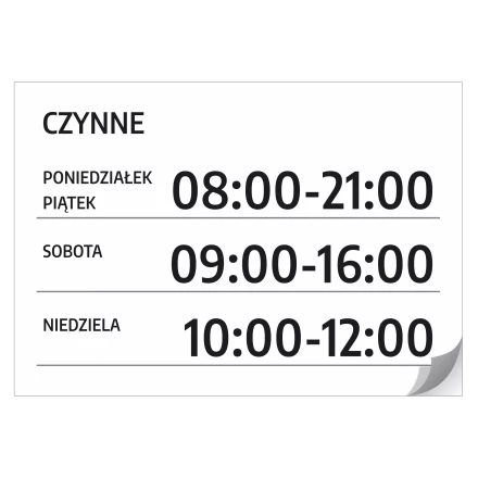 Door Sticker – Open (Hours & Days)