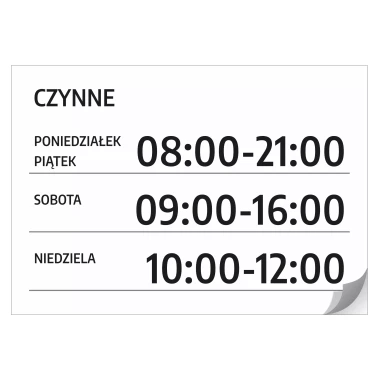 Door Sticker – Open (Hours & Days)