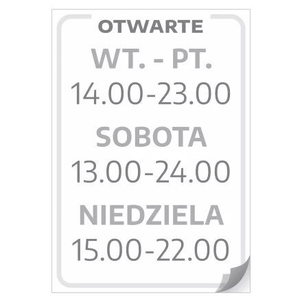Door Sticker – Open with Days & Hours