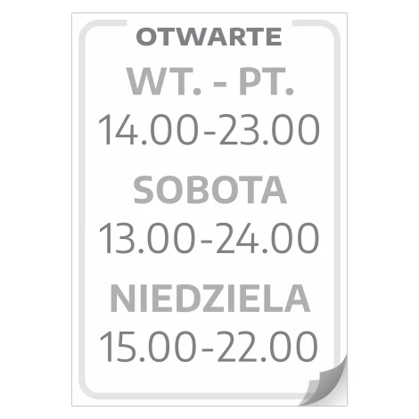 Door Sticker – Open with Days & Hours