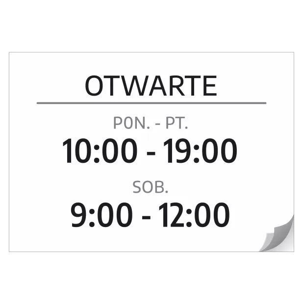 Sticker – Open (Opening Days & Hours)