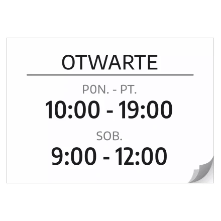 Sticker – Open (Opening Days & Hours)