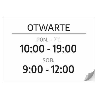 Sticker – Open (Opening Days & Hours)
