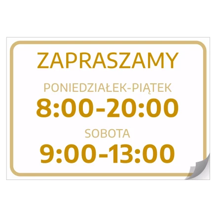 Sticker – Welcome (Opening Days & Hours)