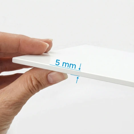 5mm white PVC sheet, custom size - Graphic pattern. Stacked white sheets with a smooth surface.