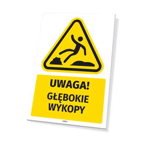 OHS Warning Sign with Pictogram – Deep Excavation Area