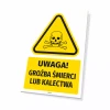 Health and safety warning sign with the pictogram "Threat of death or disability"