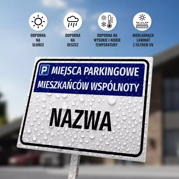 Parking Sign: Residents’ Parking Spaces with Name, Street & Designation