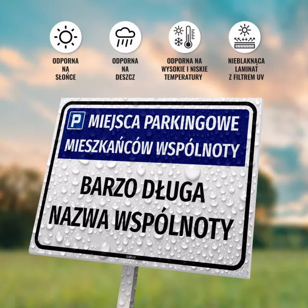 Parking Sign: Residents’ Parking Spaces with Name, Street & Designation
