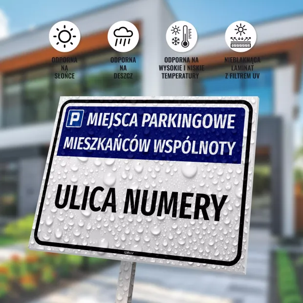 Parking Sign: Residents’ Parking Spaces with Name, Street & Designation