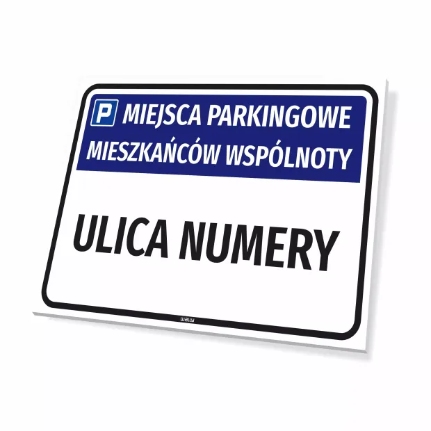 Parking Sign: Residents’ Parking Spaces with Name, Street & Designation