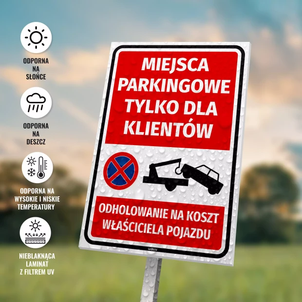 Sign: Customer Parking Only – Unauthorized Vehicles Will Be Towed at Owner’s Expense