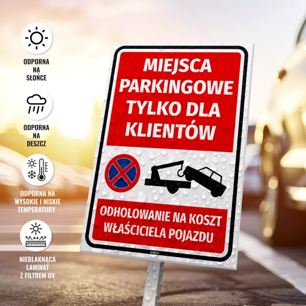 Sign: Customer Parking Only – Unauthorized Vehicles Will Be Towed at Owner’s Expense