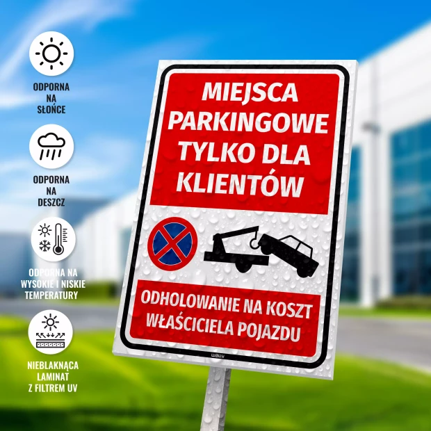 Sign: Customer Parking Only – Unauthorized Vehicles Will Be Towed at Owner’s Expense